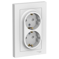 Розетка 2-м СП AtlasDesign 16А IP20 с заземл. защ. шторки в сборе бел. SE ATN000126 Розетка 2-м СП AtlasDesign 16А IP20 с заземл. защ. шторки в сборе бел. SE ATN000126