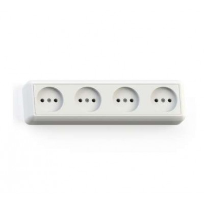 Розетка 4-м ОП Оптима РА16-402 16А IP20 с монтаж. пластиной бел. Кунцево 8024
