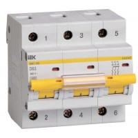 Выключатель автоматический модульный 3п D 63А 10кА ВА47-100 KARAT IEK MVA40-3-063-D