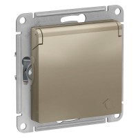 Розетка 1-м СП AtlasDesign 16А IP20 с заземл. защ. шторки с крышкой механизм шампань SE ATN000546 Розетка 1-м СП AtlasDesign 16А IP20 с заземл. защ. шторки с крышкой механизм шампань SE ATN000546