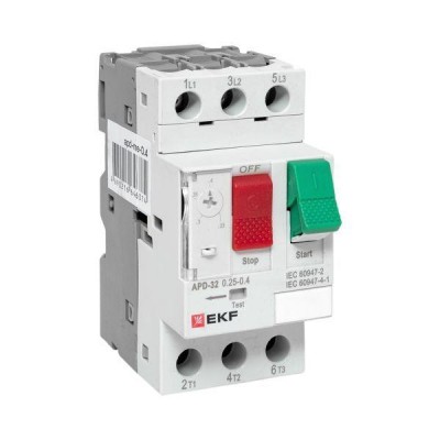 Выключатель автоматический для защиты двигателя АПД-32 0.25-0.4А EKF apd-me-0.4 Выключатель автоматический для защиты двигателя АПД-32 0.25-0.4А EKF apd-me-0.4