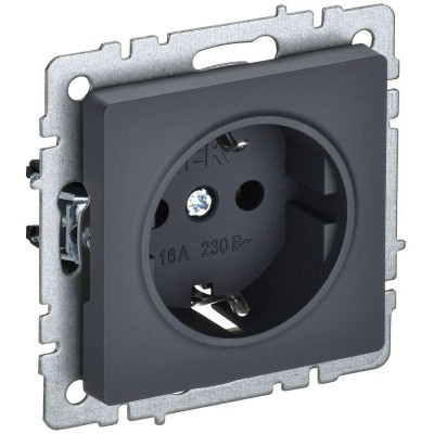 Розетка 1-м СП BRITE РС11-1-0-БрГ 16А с заземл. без защ. шторки механизм графит IEK BR-R11-16-K53 Розетка 1-м СП BRITE РС11-1-0-БрГ 16А с заземл. без защ. шторки механизм графит IEK BR-R11-16-K53