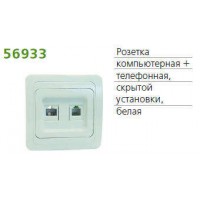 Розетка компьютерная + телефонная 2-м СП Classic POWERMAN 1151436