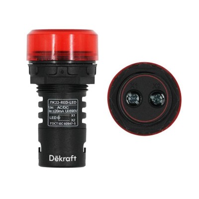 Лампа коммутационная ADDS ЛК-22 d22мм 220В красн. LED DEKraft 25003DEK Лампа коммутационная ADDS ЛК-22 d22мм 220В красн. LED DEKraft 25003DEK