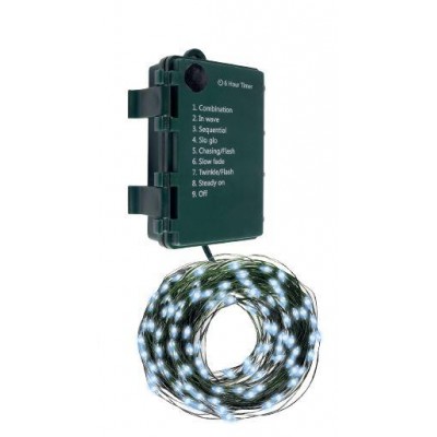 Гирлянда "Роса" DC-G06-120W 120 microLED 12.1м. 8реж. 3хAA бел. ФАZА 5059627