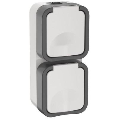 Розетка 2-м ОП TORS 16А IP55 TS232 вертик. с заземл. с крышкой бел. IEK TS-R26-16-55-V-K41 Розетка 2-м ОП TORS 16А IP55 TS232 вертик. с заземл. с крышкой бел. IEK TS-R26-16-55-V-K41