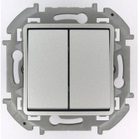 Переключатель модульный 2-кл. Inspiria 250В 10AX с подсветкой 1алюм. IEK 673667