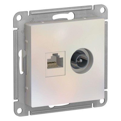 Розетка компьютерная + телевизионная 2-м AtlasDesign RJ45 кат.5E + TV механизм жемчуж. SE ATN000489 Розетка компьютерная + телевизионная 2-м AtlasDesign RJ45 кат.5E + TV механизм жемчуж. SE ATN000489