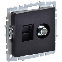 Розетка компьютерная + телевизионная 2-м Brite РТВ/РК12-БрЧ RJ45 кат.5E + TV механизм черн. IEK BR-AK20-1-K02