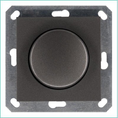 Светорегулятор поворотно-нажимной (диммер) LED 30-400Вт 1gang 2way механизм мокко Jasmart G4012Z