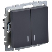 Выключатель 2-кл. СП BRITE ВС10-2-1-БрГ 10А с индик. механизм графит IEK BR-V20-1-10-K53 Выключатель 2-кл. СП BRITE ВС10-2-1-БрГ 10А с индик. механизм графит IEK BR-V20-1-10-K53