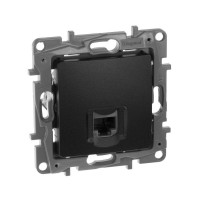 Розетка компьютерная 1-м СП Etika RJ45 кат.5E UTP механизм антрацит IEK 672641