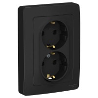 Розетка 2-м СП Blanca 16А IP20 250В с заземл. без защ. шторок антрацит SE BLNRS001026 Розетка 2-м СП Blanca 16А IP20 250В с заземл. без защ. шторок антрацит SE BLNRS001026