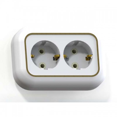 Розетка 2-м СП Валентина РС16-830 16А IP20 с заземл. бел./зол. Кунцево 5448 Розетка 2-м СП Валентина РС16-830 16А IP20 с заземл. бел./зол. Кунцево 5448