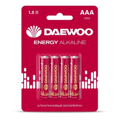 Элемент питания алкалиновый AAA/LR03 1.5В Energy Alkaline 2021 BL-4 (уп.4шт) DAEWOO 5029903