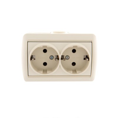 Розетка 2-м ОП Nata 16А IP20 с заземл. керамика крем. LEZARD 710-0300-127 Розетка 2-м ОП Nata 16А IP20 с заземл. керамика крем. LEZARD 710-0300-127