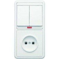 Блок БКВР-213 Бэлла (2-кл. выкл. с инд. + розетка) бел. Кунцево 5829