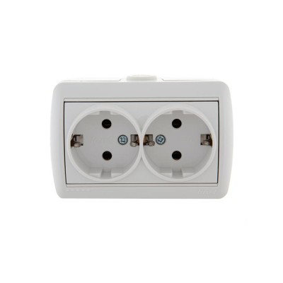 Розетка 2-м ОП Nata 16А IP20 с заземл. керамика бел. LEZARD 710-0200-127 Розетка 2-м ОП Nata 16А IP20 с заземл. керамика бел. LEZARD 710-0200-127