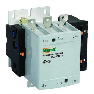 Контактор КМ-103 150А кат. 220В AC 1НО+1НЗ AC-3 DEKraft 22152DEK Контактор КМ-103 150А кат. 220В AC 1НО+1НЗ AC-3 DEKraft 22152DEK