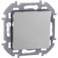 Переключатель 1-кл. Inspiria 10А IP20 250В 10AX с подсветкой/индикацией механизм алюм. IEK 673662