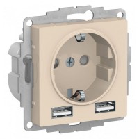 Розетка 1-м СП AtlasDesign 16А IP20 с 2-мя заряд. устройствами USB тип A+A 5В/2.4А 2х5В/1.2А механизм беж. SE ATN000230 Розетка 1-м СП AtlasDesign 16А IP20 с 2-мя заряд. устройствами USB тип A+A 5В/2.4А 2х5В/1.2А механизм беж. SE ATN000230