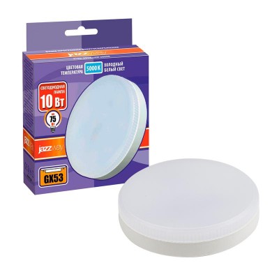 Лампа светодиодная PLED-GX53 10Вт таблетка матовая 5000К холод. бел. GX53 840лм 230В JazzWay 1029089 Лампа светодиодная PLED-GX53 10Вт таблетка матовая 5000К холод. бел. GX53 840лм 230В JazzWay 1029089