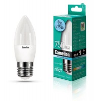 Лампа светодиодная LED8-C35/845/E27 8Вт свеча 4500К бел. E27 750лм 170-265В Camelion 12390 Лампа светодиодная LED8-C35/845/E27 8Вт свеча 4500К бел. E27 750лм 170-265В Camelion 12390