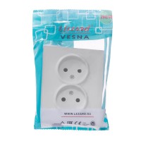 Розетка 2-м СП VESNA без заземл. ПБТ бел. LEZARD 742-0200-128B Розетка 2-м СП VESNA без заземл. ПБТ бел. LEZARD 742-0200-128B