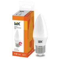 Лампа светодиодная C35 9Вт свеча 3000К E27 230В IEK LLE-C35-9-230-30-E27