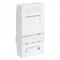 Вставка розеточная 45х22.5мм формат Mosaic на 1 модуль Keystone защ. шторки с маркером бел. TERACOM PRO EKF TRP-INS-MOS-1M1P-WH