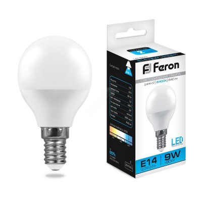 Лампа светодиодная LED 9вт Е14 дневной матовый шар