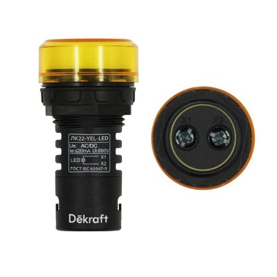 Лампа коммутационная ADDS ЛК-22 d22мм 220В AC/DC желт. LED DEKraft 25120DEK Лампа коммутационная ADDS ЛК-22 d22мм 220В AC/DC желт. LED DEKraft 25120DEK