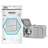 Блок ОП Dita (розетка 16А 250В с заземл. + 2-кл. выкл. 10А) IP54 сер. TOKOV ELECTRIC TKL-DT-V2RZ-C06-IP54 Блок ОП Dita (розетка 16А 250В с заземл. + 2-кл. выкл. 10А) IP54 сер. TOKOV ELECTRIC TKL-DT-V2RZ-C06-IP54