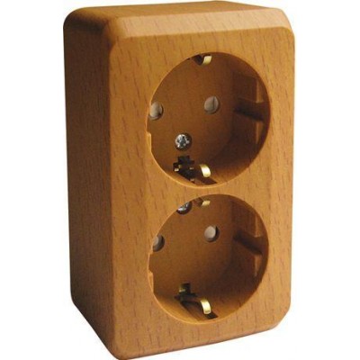 Розетка 2-м ОП Этюд Дача 16А IP20 250В с заземл. защ. шторки бук SE PA16-008T Розетка 2-м ОП Этюд Дача 16А IP20 250В с заземл. защ. шторки бук SE PA16-008T