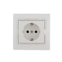 Розетка 1-м СП Mira 16А IP20 с заземл. с бел. вставкой керамика бел. LEZARD 701-0202-122