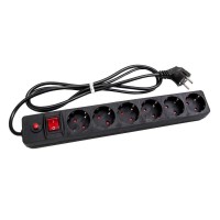 Удлинитель с сетевым фильтром 6х3м с заземл. 10А IP20 ПВС 3х0.75 защ. шторки черн. UNIVersal 967U-4003