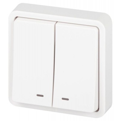 Выключатель Эксперт 11-1525-01 двойн. с подсветкой IP55 10АХ-250В СУ бел. Эра Б0063304