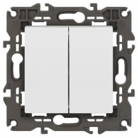 Выключатель 2-кл. СП Elegance 14-1104-01 10А IP20 250В 10AX механизм бел. Эра Б0034229