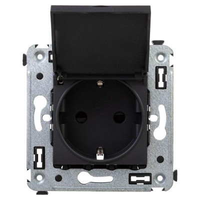 Розетка 1-м СП 2мод. Avanti "Черный матовый" 16А 2P+E защ. шторки с крышкой механизм черн. DKC 4412013 Розетка 1-м СП 2мод. Avanti "Черный матовый" 16А 2P+E защ. шторки с крышкой механизм черн. DKC 4412013