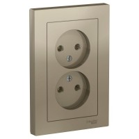 Розетка 2-м СП AtlasDesign 16А IP20 без заземл. в сборе шампань SE ATN000520 Розетка 2-м СП AtlasDesign 16А IP20 без заземл. в сборе шампань SE ATN000520