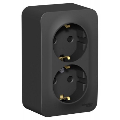 Розетка 2-м ОП Blanca 16А IP20 250В с заземл. защ. шторки с изолир. пластиной антрацит SE BLNRA011216 Розетка 2-м ОП Blanca 16А IP20 250В с заземл. защ. шторки с изолир. пластиной антрацит SE BLNRA011216