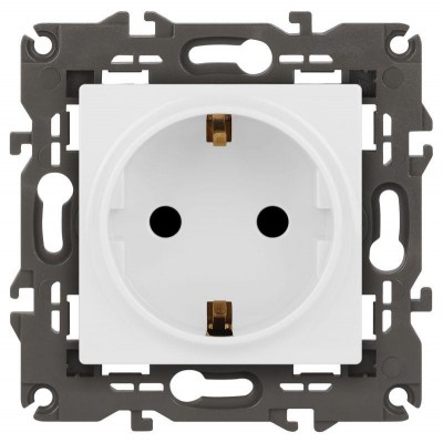 Розетка 1-м СП Эра Elegance 14-2102-01 16А IP20 16AX 250В 2P+E Schuko защ. шторки бел. Эра Б0034272