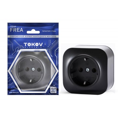 Розетка 1-м ОП Frea 16А IP20 250В с заземл. АБС-пластик карбон TOKOV ELECTRIC TKE-FR-R1Z-C14 Розетка 1-м ОП Frea 16А IP20 250В с заземл. АБС-пластик карбон TOKOV ELECTRIC TKE-FR-R1Z-C14