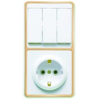 Блок БКВР-033 Бэлла (3-кл. выкл. + розетка с заземл.) зол. Кунцево 5844 Блок БКВР-033 Бэлла (3-кл. выкл. + розетка с заземл.) зол. Кунцево 5844