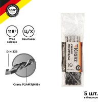 Сверло по металлу 8.0мм HSS DIN 338 (уп.5шт) Kranz KR-91-0625 Сверло по металлу 8.0мм HSS DIN 338 (уп.5шт) Kranz KR-91-0625