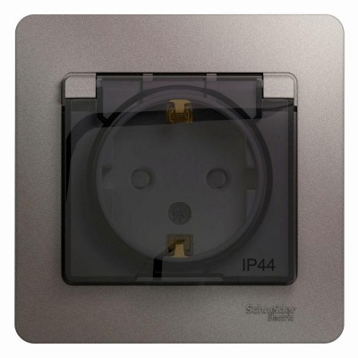 Розетка 1-м СП Glossa 16А IP44 250В с заземл. защ. шторки с крышкой в сборе платина SE GSL001248 Розетка 1-м СП Glossa 16А IP44 250В с заземл. защ. шторки с крышкой в сборе платина SE GSL001248
