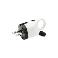 Вилка угловая 16А с заземл. евро стандарт с ушком (кольцом) бел./черн. Rexant 11-8952 Вилка угловая 16А с заземл. евро стандарт с ушком (кольцом) бел./черн. Rexant 11-8952