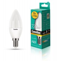 Лампа светодиодная LED8-C35/830/E14 8Вт свеча 3000К тепл. бел. E14 720лм 170-265В Camelion 12385