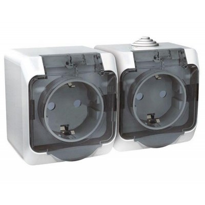 Розетка 2-м ОП Этюд 16А IP44 250В с заземл. защ. шторки с крышкой бел. SE PA16-244B Розетка 2-м ОП Этюд 16А IP44 250В с заземл. защ. шторки с крышкой бел. SE PA16-244B