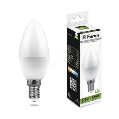 Лампа светодиодная LED 9вт Е14 белый матовая свеча